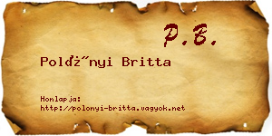 Polónyi Britta névjegykártya